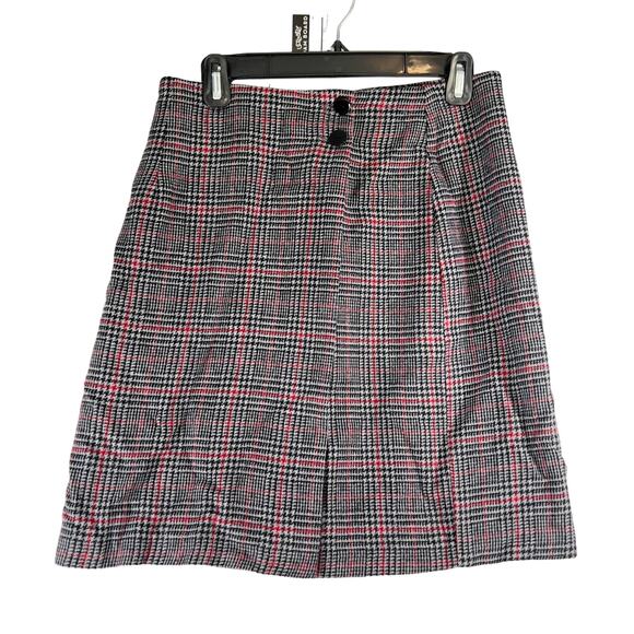 Karin Morgan Collection Wool Blend A-Line Mini Skirt Woman's 12 Black Red Plaid - Picture 1 of 12